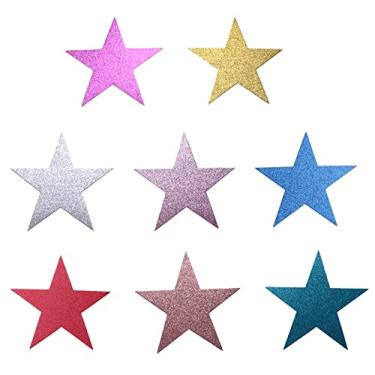 Imagem de Sowaka 16 peças de estrela de glitter cartolina colorido grandes recortes de papel confetes estrelas para quadro de avisos decoração de árvore de natal parede festas de casamento decoração de sala de aula projeto de artesanato