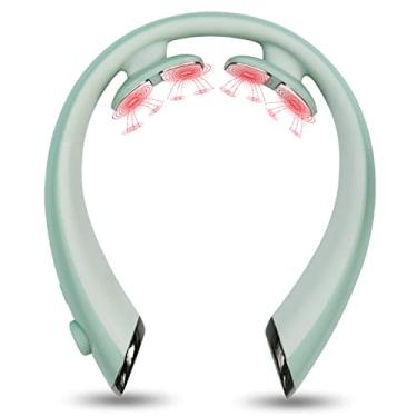 Imagem de Massageador de pescoço super leve com 4 almofadas de massagem para alívio da tensão do pescoço, máquina portátil para relaxar no pescoço, massageador elétrico sem fio 6 modos 16 intensidades 2 aquecimento uso interno e externo