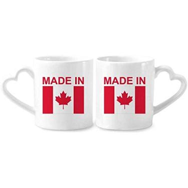 Imagem de Conjunto de canecas de porcelana Made In Canada Country Love Casal de cerâmica com alça de coração