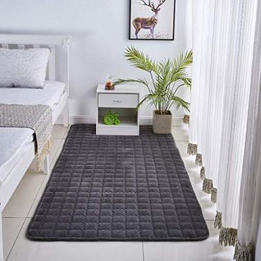 Imagem de Tapetes de área para sala de estar veludo coral macio xadrez antiderrapante tapete lavável proteger o chão tapete decorativo quarto infantil sala de estudo sofá de cabeceira, cinza, 100 * 200 cm