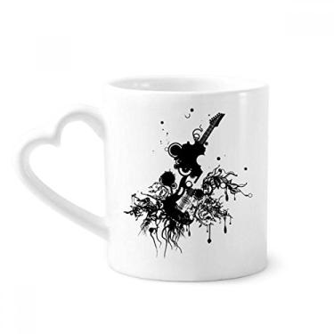Imagem de Guitarra Instrumentos musicais Caneca padrão louco café cerâmica copo de coração de vidro