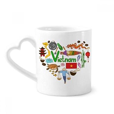 Imagem de Caneca bandeira nacional Vietnã Love Heart Landscap café cerâmica copo de coração de vidro