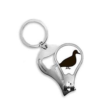 Imagem de Cortador de unha preto com imagem de animal e pombo preto abridor chaveiro tesoura