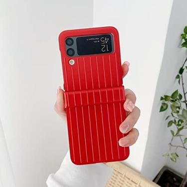 Imagem de Capa de telefone com caixa de bagagem listrada cor doce moda para Samsung Galaxy Z Flip 3 ZFlip 3 4 ZFlip4 5G, vermelho, para Galaxy Z Flip 3