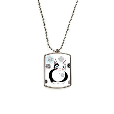 Imagem de DIYthinker Colar de aço inoxidável com pingente de gato fofo e gordo para animais de estimação