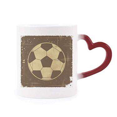 Imagem de Ilustração esportiva de futebol com estampa preta sensível ao calor, caneca de grés que muda de cor vermelha
