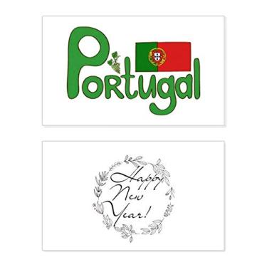Imagem de Bandeira Nacional de Portugal Padrão Verde Festival Ano Novo Cartão de felicitações Bless Mensagem Presente