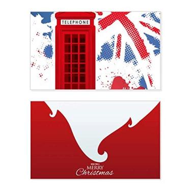 Imagem de Bandeira de Londres da Grã-Bretanha, Reino Unido, cabine de telefone vermelha, feriado, feriado, cartão de felicitações, mensagem de Natal