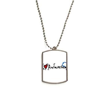 Imagem de DIYthinker I Love Antártica Bandeira da Palavra Amor Ilustração Coração Corrente de Aço Inoxidável Pingente Colar para Animais de Estimação