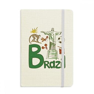 Imagem de Caderno com estampa de marco nacional do Brasil, capa dura em tecido, diário clássico