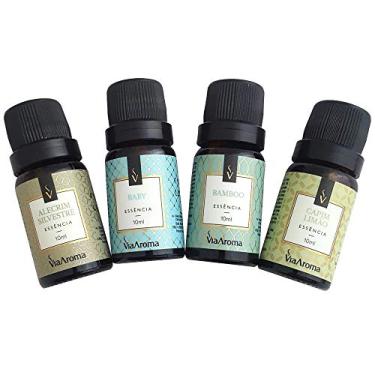 Imagem de Kit 4 Essências Via Aroma De Aromatizador Aromaterapia 10ml Capim Limão, Alecrim Silvestre, Bamboo e Baby