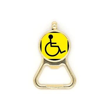 Imagem de Chaveiro de aço inoxidável com símbolo de aviso amarelo e preto para pessoas com deficiência