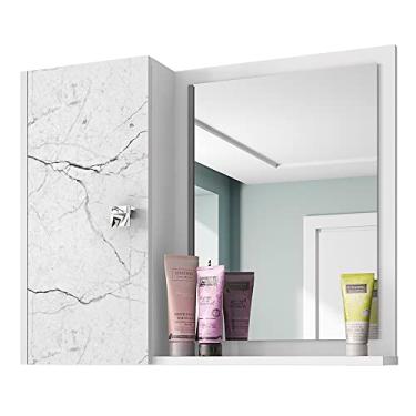 Imagem de Armário Banheiro Espelheira Gênova Com 1 Porta Cor Branco/Carrara