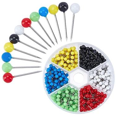Imagem de Pandahall Elite 600 pçs Mapa de pino de 1/8 polegada Mapa Tack cabeça de bola de acrílico com 304 ponto de aço inoxidável 6 cores sortidas para marcação de tecido de quadro de avisos, 6 Colors Ball Push Pins
