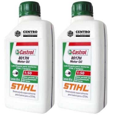 Imagem de KIT Com 2 Unidades de Óleo 2 Tempos Castrol Stihl 500ml Alta Lubrificação e Poder Detergente Para Toda Linha de Máquina 2 Tempos
