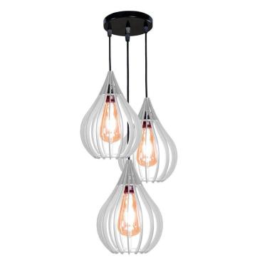 Imagem de Luminária Teto Lustre Pendente Balcão Cozinha Sala Trio Cor:branco