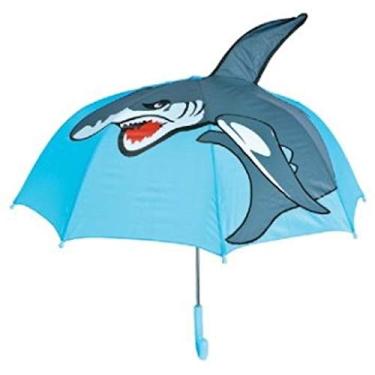 Imagem de Guarda-chuva infantil de dinossauro de tubar o sereia ou pirata tamanho infantil 76 cm, Shark, 30"