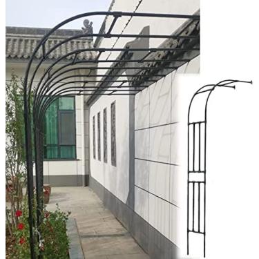 Imagem de 0.6m-2.4m Jardim Arco Preto Resistente Metade Arcos Laterais Para Parede Branco Jardim Mandril Para Plantas De Jardim Suporte Treliça De Ferro,Preto,180x240cm/5,9x7,9 Pés,Bonny369