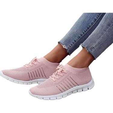 Imagem de Zapatos para correr con cordones Zapatos ortopédicos para caminar para mujer Zapatillas de deporte sin cordones de ocio de verano Zapatos para correr de malla de punto transpirables Zapatos
