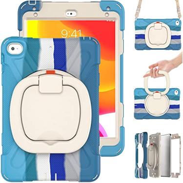 Imagem de Capa para iPad Mini 5, Capa para iPad Mini 4, Capa Protetora Robusta com Porta-Lápis, Suporte Giratório 360°/Alça de Ombro para Crianças, Meninos e Meninas (Azul Colorido)