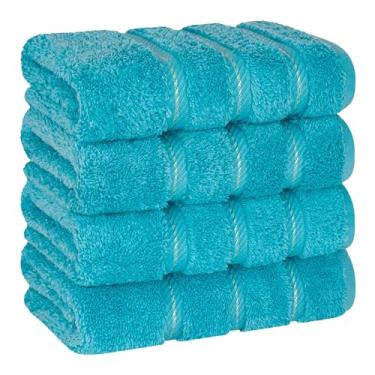Imagem de American Soft Linen Toalhas de mão luxuosas para banheiro, conjunto de toalhas de mão turcas 100% algodão, toalhas de mão de 600 g/m² para cozinha, toalhas de mão azul aqua