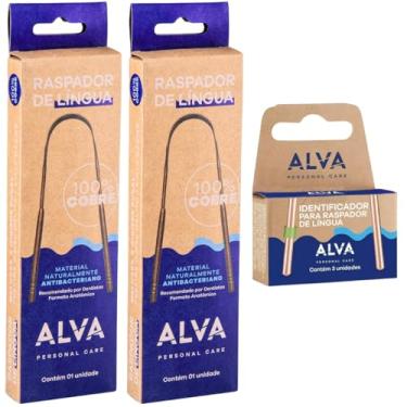 Imagem de Kit 2 Raspador De Lingua Alva Personal Care 100% Cobre