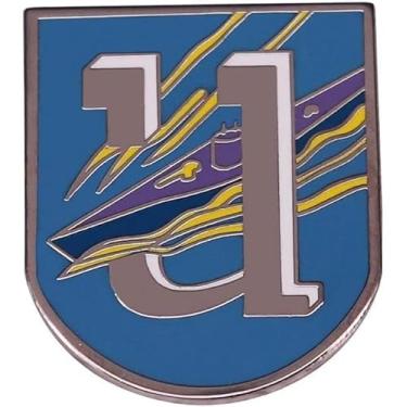 Imagem de Emblema esmaltado de 3 cm da marinha alemã Kriegsmarine WW2 Alemanha 1st Flotilla U-BOAT, 1.2 Inches Tall, Esmalte, Metal