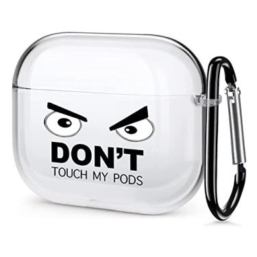 Imagem de Capa transparente para AirPod Pro 2019, Don't Touch My PODS Capa preta legal com chaveiro, olhos grandes, desenho fofo para AirPods Pro, à prova de choque e não irrita a pele, capa transparente para mulheres e homens