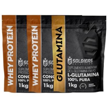 Imagem de Kit: Whey Protein Concentrado 2Kg + Glutamina 1Kg - 100% Importado - Soldiers Nutrition Sabor:Mocaccino