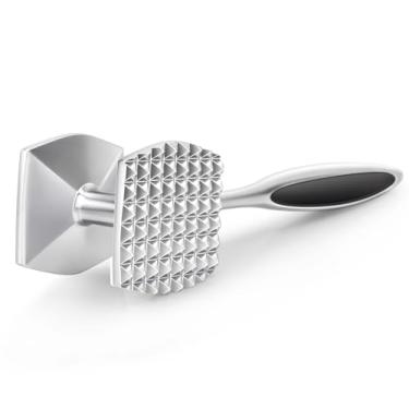 Imagem de Aliglow Ferramenta de martelo amaciador de carne para amaciar bifes de aves, martelo de dupla face resistente com alça macia - batedor de cozinha multifuncional para frango, peixe, assar