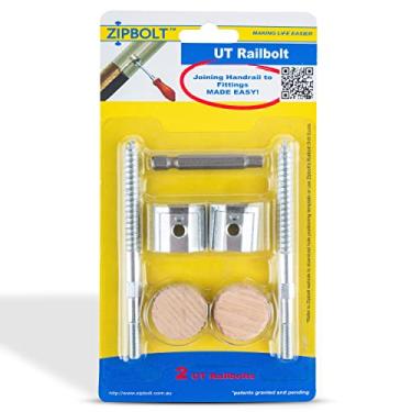 Imagem de Zipbolt UT 13.610 Railbolt — Conecte corrimãos de escada a acessórios e balaústres de escada, inclui plugues hexagonais de 5 mm e madeira, durável, fácil instalação para uso residencial e comercial — 1 pacote duplo