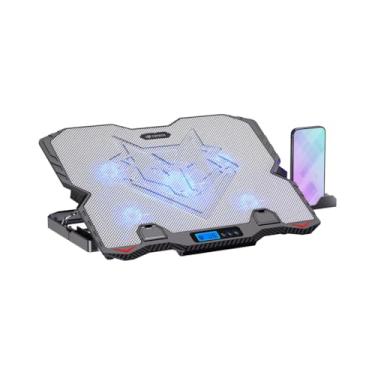 Imagem de C3Tech Base Refrigerada Gamer para Notebook, NBC-90SI 15,6" cinza, Ajustes de inclinacao em 5 niveis, painel LCD com controle de velocidade em 6 níveis, Led de iluminacao Azul, suporte para celular