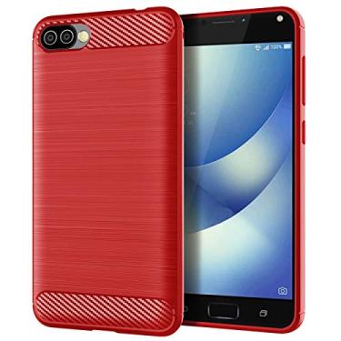 Imagem de NEKOYA Capa ASUS ZenFone 4 Max Plus, com sensação suave, proteção total, anti-arranhões e impressões digitais + capa para celular resistente a arranhões para ASUS ZenFone 4 Max Plus vermelha