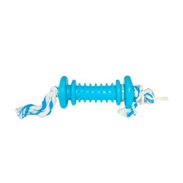 Imagem de Brinquedo Furacão Pet Halteres de Borracha e Corda Maciça para Cães - 