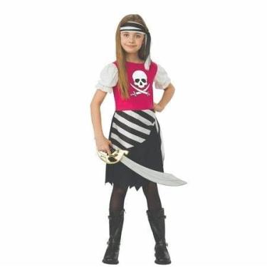 Imagem de Rubie's Girls Fantasia básica para meninas piratas (pequena) vermelha preta