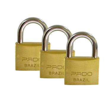Imagem de Kit 3 Cadeados Pado 40mm Mesmo Segredos Iguais Mesma Chave