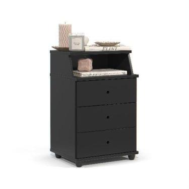 Imagem de Mesa De Cabeceira Luxo New Preto  EJ Móveis