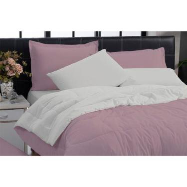 Imagem de Kit edredom 200 fios italiano 100% algodão 6 peças dupla face casal qu