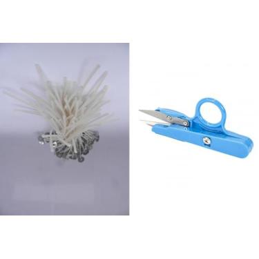 Imagem de Kit Pavio Para Velas 17cm pacote com 100 Unidades mais Tesoura Para co