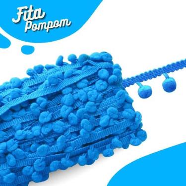 Imagem de Fita Pompom Azul Turquesa 30mm Rolo Com 25 Metros - Nybc