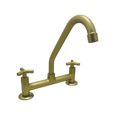 Imagem de Torneira Misturador Cozinha Mesa Alavanca Dourado Gold Fosco Luxo Meta