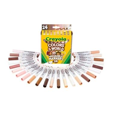 Imagem de Crayola® Colors Of The World Marcadores apagáveis a úmido, ponta larga, barril branco, tinta sortida, pacote com 24 marcadores