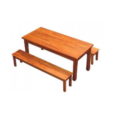 Imagem de Conjunto Mesa de Jantar 2m 2 Bancos Ripado Madeira de Demolição Peroba