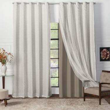 Imagem de Cortina Janela Tecido Blackout Com Voil Xadrez 5,00 x 2,70  - Feffo Co