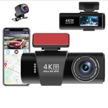 Imagem de Câmera veicular WiFi 4K para carros, câmeras duplas frontal e traseira 1080p DVR de carro, controle de aplicativo WiF integrado, faixa GPS com UHD 2160P, visão noturna, sensor G de gravação em loop,