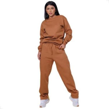 Imagem de Conjunto Moletom Feminino Blusa Lisa e Calça com 2 Bolsos - West Route