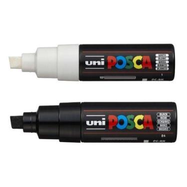 Imagem de Kit 2 Canetas Posca Preta e Branca PC-8K - UNI