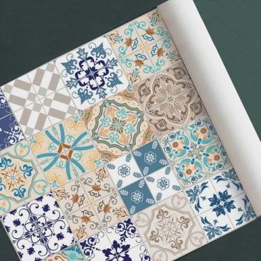 Imagem de Papel de parede adesivo azulejo ladrilho modelo retro - D. Lima Produt