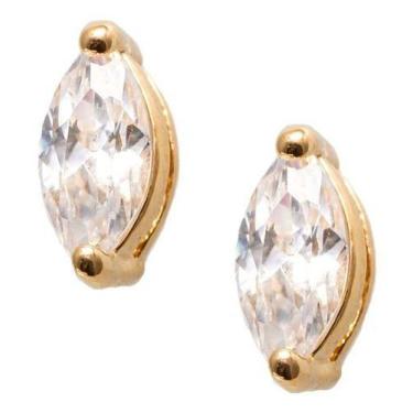 Imagem de Brinco Pedra Zirconia Dourado 2 Furo Folheado Ouro Infantil - De Castr