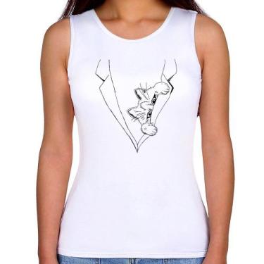 Imagem de Regata Feminina Gato no terno - Foca na Moda, Branco, M